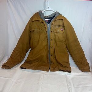 Dickies Men's Brown Jacket with Grey Hood